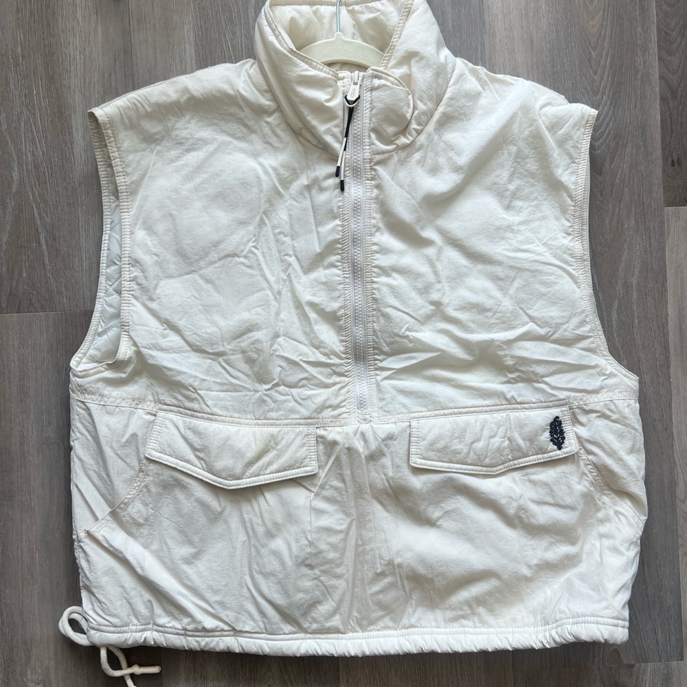FP Movement by Free People Cream Cropped Puffer Vest